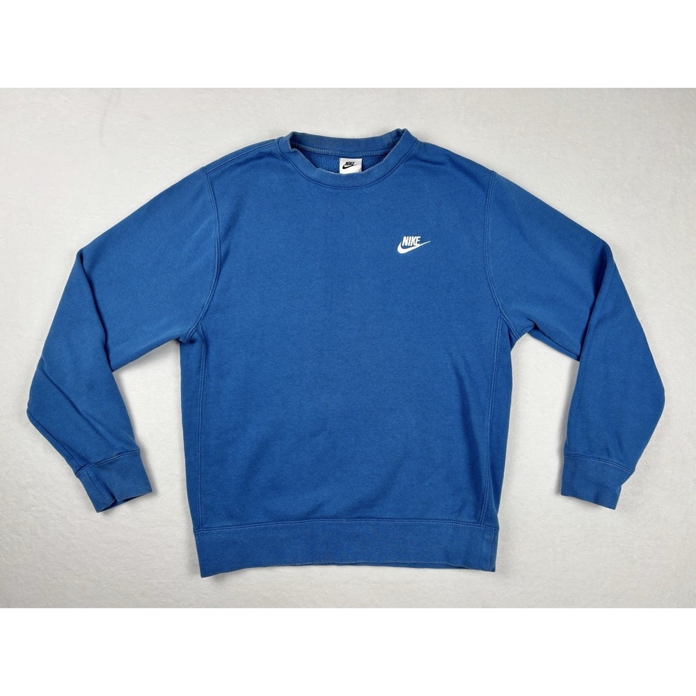 Nike Small Blue Crewneck Sweatshirt Embroidered Swoosh Long Sleeve BV2662 407